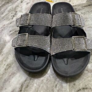 Steve Madden Black and Silver Sandals